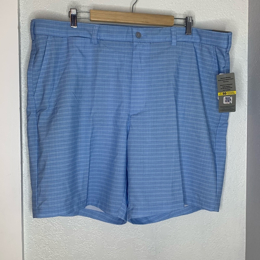 NWT PGA TOUR Performance Golf Shorts Size 42 Blue Plaid UPF 50 Stretch Dadcore